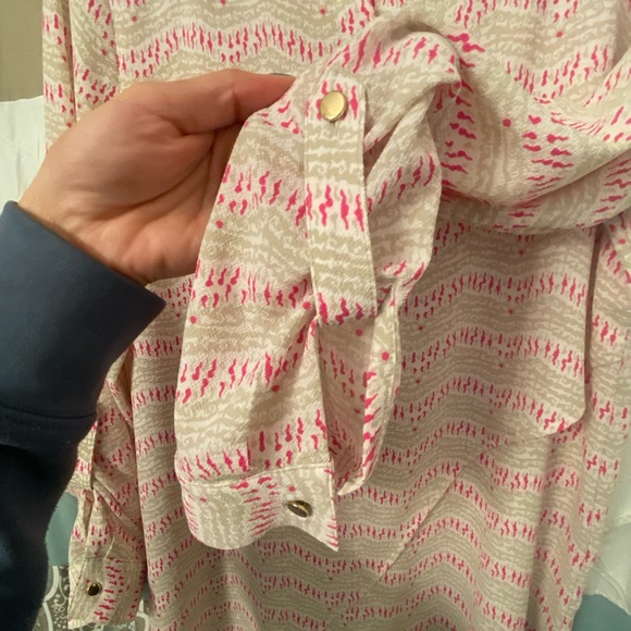 New Directions Chevron Pattern Pink and Cream Shift Dress Feminine Girly - Picture 7 of 7